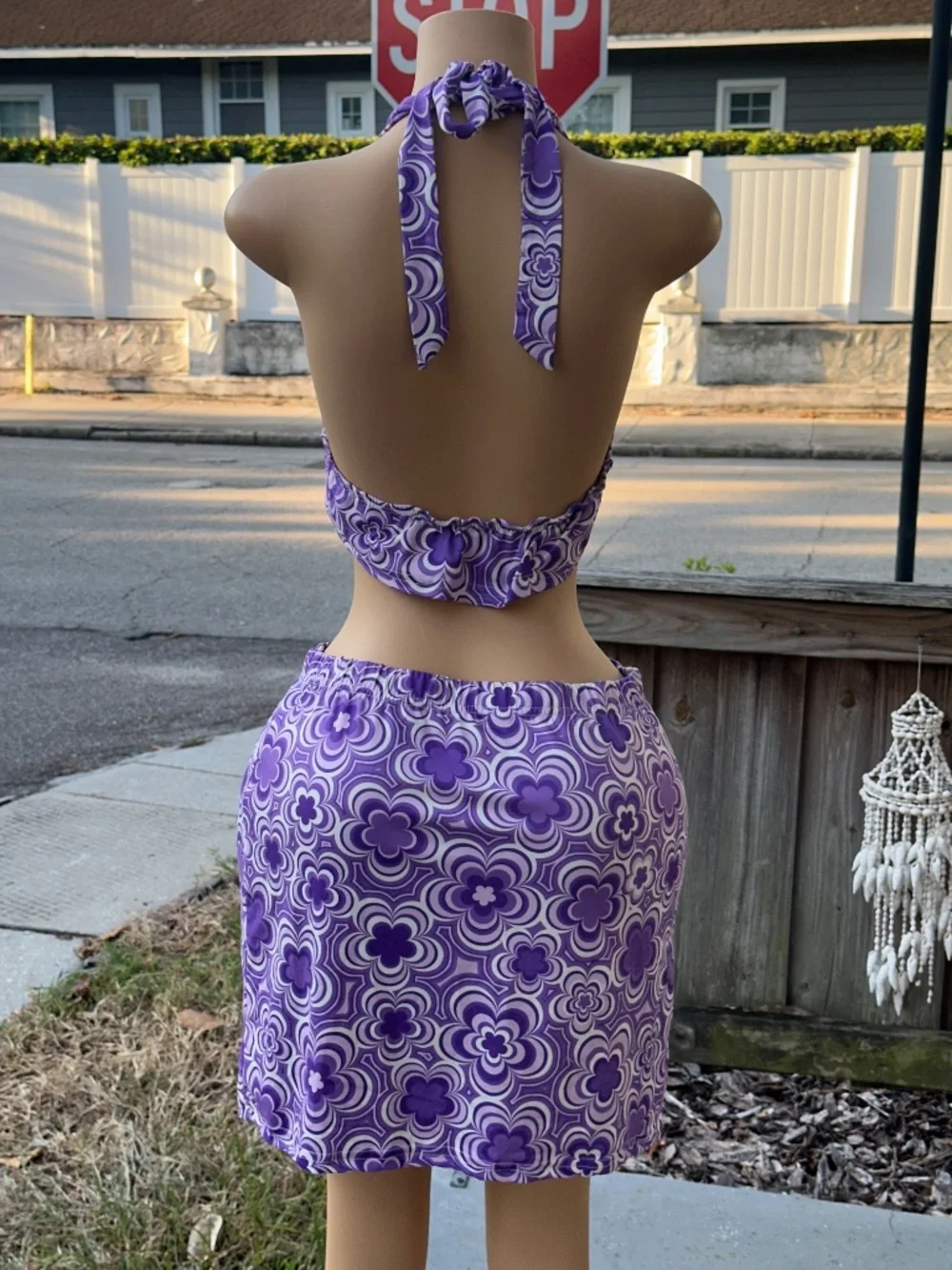 Purple flower two-piece